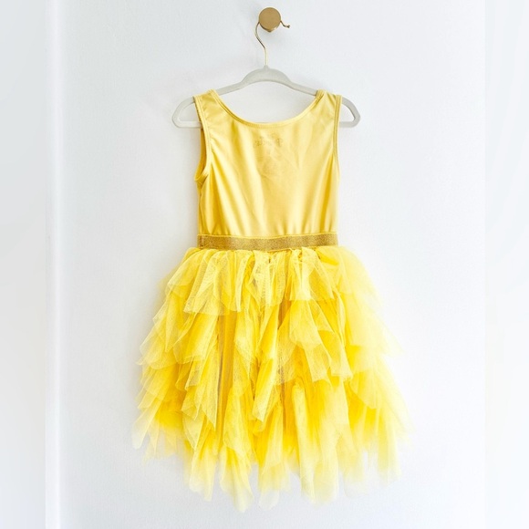 DISNEY Princess BELLE Yellow Layered Soft Tulle Dress w/Underpanty 3T - Like New - Picture 2 of 5